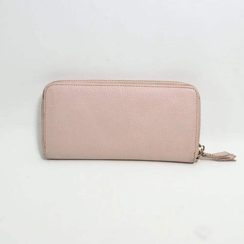 Anne Klein Pink Blush Wallet Clutch Pebbled Zip Around Accordina Cards Cash